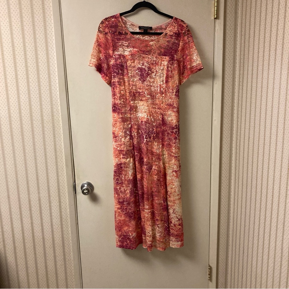 Perceptions Red and Orange Midi Dress